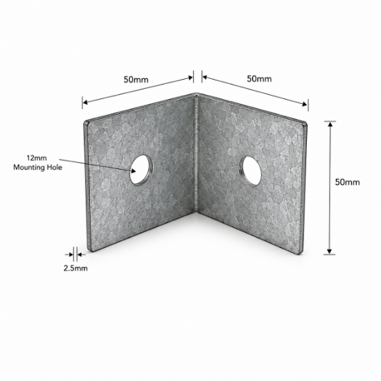 Picture of Bracket Galvanised 2.5mm  50x50x50mm