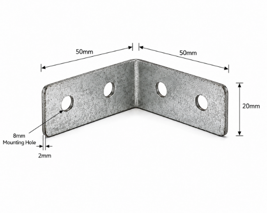 Picture of Bracket Galvanised 2mm  50x50x20mm 
